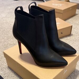 Christian Louboutin Black Heeled Boots with Red Sole size 41